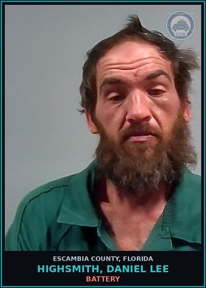 CCW arrest card for HIGHSMITH, DANIEL LEE in Escambia County: BATTERY