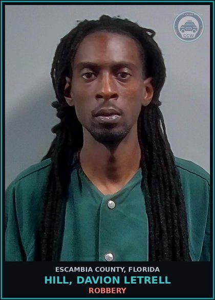 CCW arrest card for HILL, DAVION LETRELL in Escambia County: ROBBERY