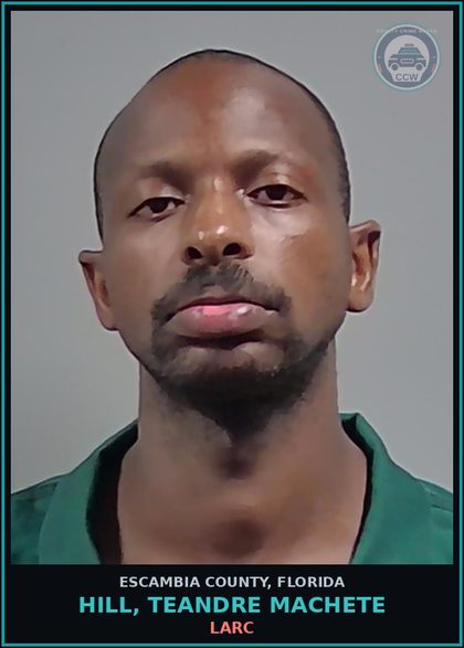 CCW arrest card for HILL, TEANDRE MACHETE in Escambia County: LARC