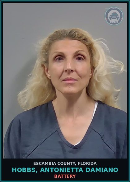 CCW arrest card for HOBBS, ANTONIETTA DAMIANO in Escambia County: BATTERY