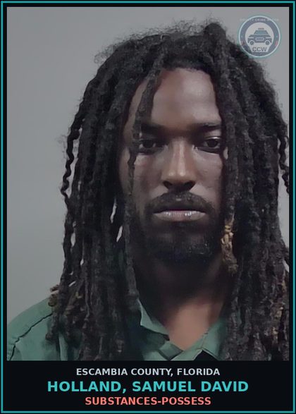 CCW arrest card for HOLLAND, SAMUEL DAVID in Escambia County: DRUGS-POSSESS
