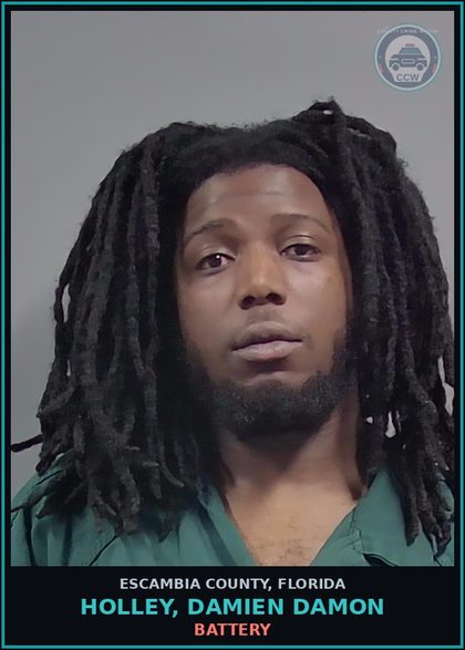 CCW arrest card for HOLLEY, DAMIEN DAMON in Escambia County: BATTERY