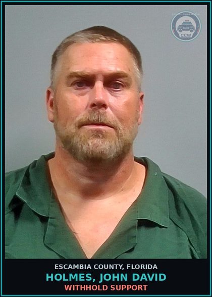 CCW arrest card for HOLMES, JOHN DAVID in Escambia County: WITHHOLD SUPPORT