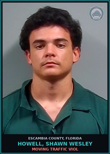 CCW arrest card for HOWELL, SHAWN WESLEY in Escambia County: MOVING TRAFFIC VIOL