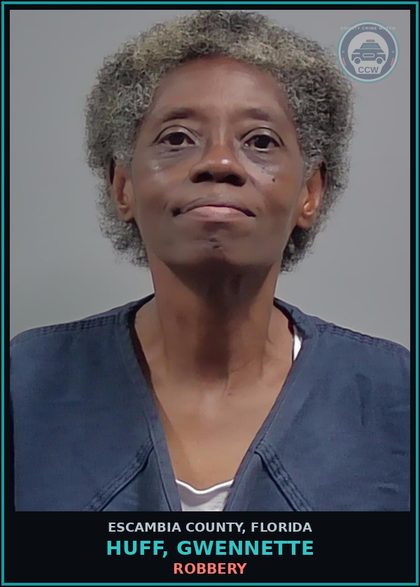 CCW arrest card for HUFF, GWENNETTE in Escambia County: BURGL