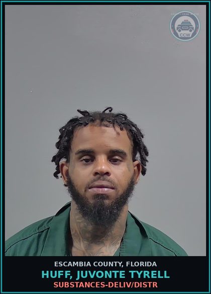 CCW arrest card for HUFF, JUVONTE TYRELL in Escambia County: DRUGS-DELIV/DISTR