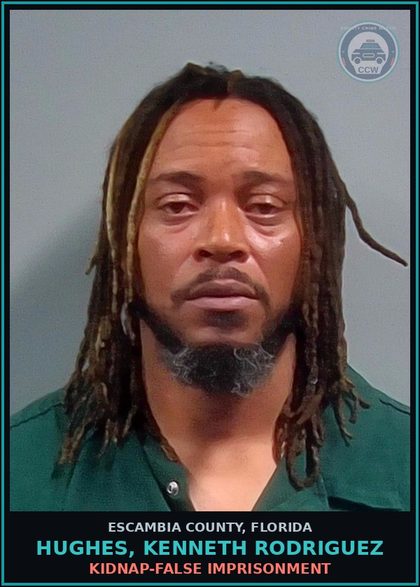 CCW arrest card for HUGHES, KENNETH RODRIGUEZ in Escambia County: KIDNAP-FALSE IMPRISONMENT