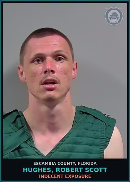 CCW arrest card for HUGHES, ROBERT SCOTT in Escambia County: INDECENT EXPOSURE