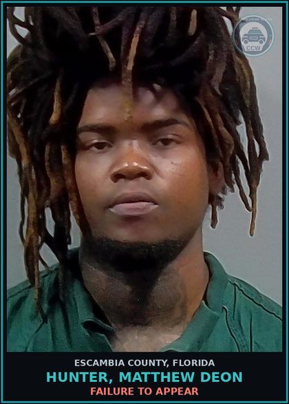 CCW arrest card for HUNTER, MATTHEW DEON in Escambia County: FAILURE TO APPEAR