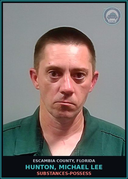 CCW arrest card for HUNTON, MICHAEL LEE in Escambia County: DRUGS-POSSESS
