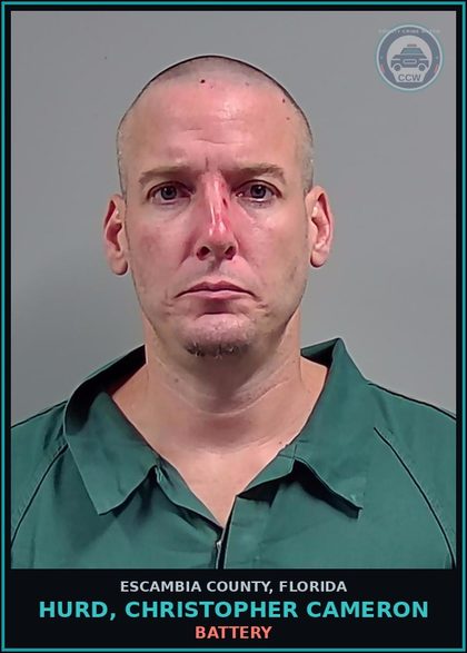 CCW arrest card for HURD, CHRISTOPHER CAMERON in Escambia County: BATTERY
