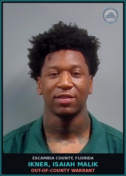 CCW arrest card for IKNER, ISAIAH MALIK in Escambia County: OUT-OF-COUNTY WARRANT