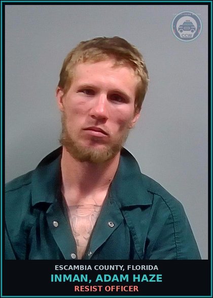 CCW arrest card for INMAN, ADAM HAZE in Escambia County: DRUGS-POSSESS