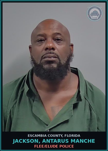 CCW arrest card for JACKSON, ANTARUS MANCHE in Escambia County: FLEE/ELUDE POLICE