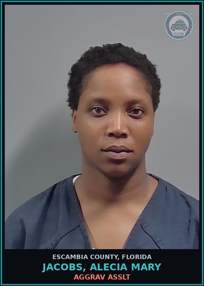 CCW arrest card for JACOBS, ALECIA MARY in Escambia County: AGGRAV ASSLT