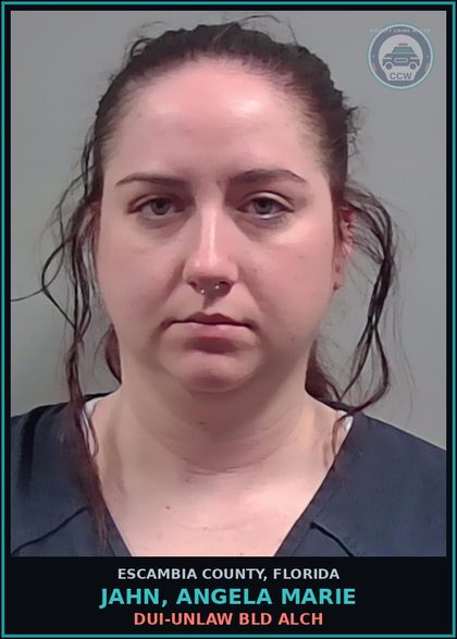CCW arrest card for JAHN, ANGELA MARIE in Escambia County: DUI-UNLAW BLD ALCH