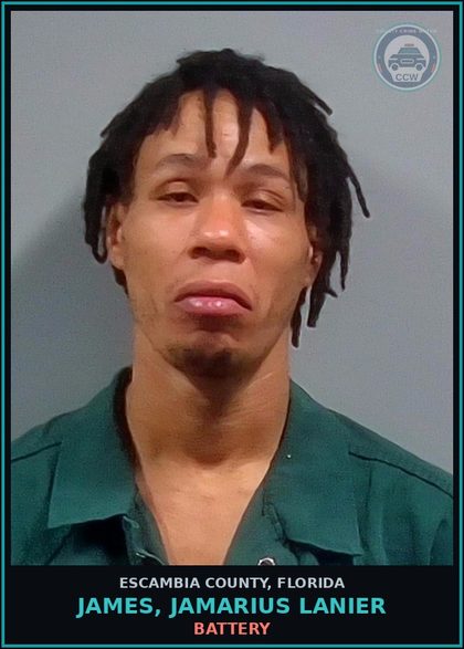 CCW arrest card for JAMES, JAMARIUS LANIER in Escambia County: BATTERY