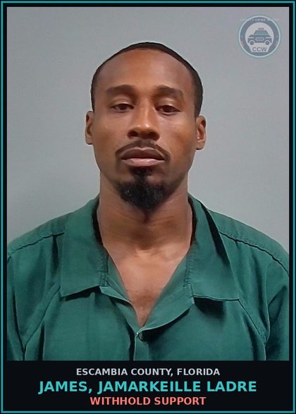 CCW arrest card for JAMES, JAMARKEILLE LADRE in Escambia County: WITHHOLD SUPPORT