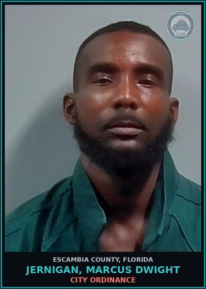 CCW arrest card for JERNIGAN, MARCUS DWIGHT in Escambia County: CITY ORDINANCE