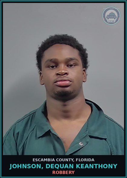 CCW arrest card for JOHNSON, DEQUAN KEANTHONY in Escambia County: ROBBERY