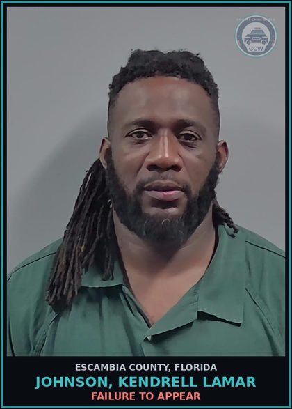 CCW arrest card for JOHNSON, KENDRELL LAMAR in Escambia County: FAILURE TO APPEAR