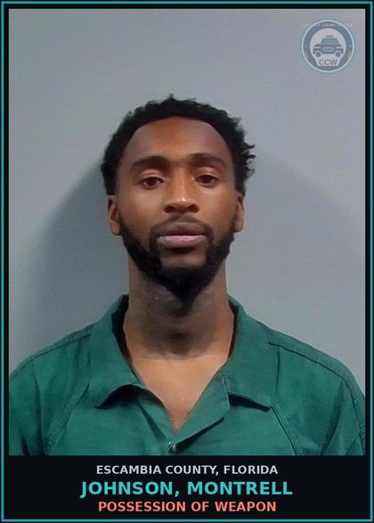 CCW arrest card for JOHNSON, MONTRELL in Escambia County: POSSESSION OF WEAPON