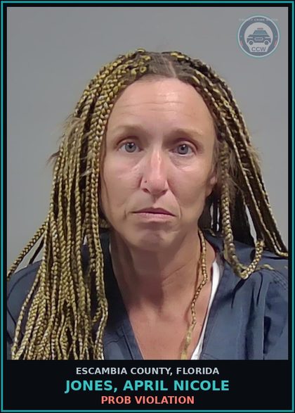 CCW arrest card for JONES, APRIL NICOLE in Escambia County: PROB VIOLATION