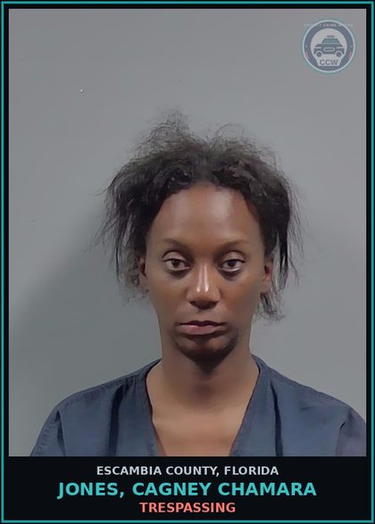 CCW arrest card for JONES, CAGNEY CHAMARA in Escambia County: TRESPASSING