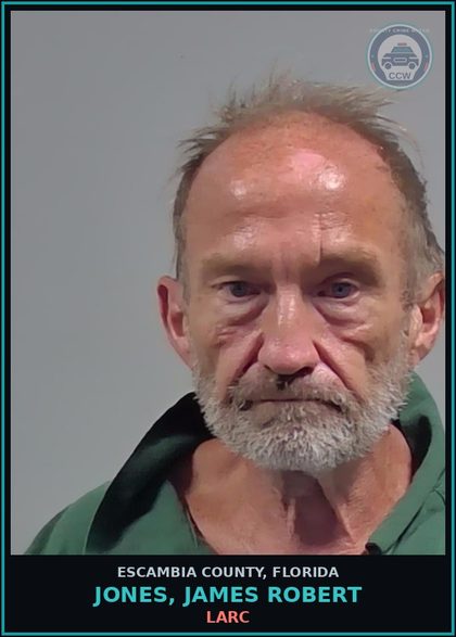 CCW arrest card for JONES, JAMES ROBERT in Escambia County: LARC