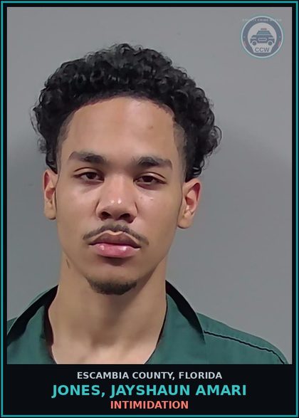 CCW arrest card for JONES, JAYSHAUN AMARI in Escambia County: INTIMIDATION