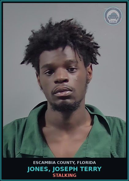 CCW arrest card for JONES, JOSEPH TERRY in Escambia County: STALKING