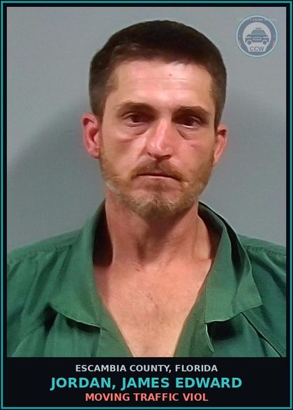 CCW arrest card for JORDAN, JAMES EDWARD in Escambia County: MOVING TRAFFIC VIOL