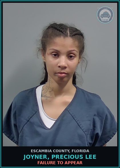CCW arrest card for JOYNER, PRECIOUS LEE in Escambia County: FAILURE TO APPEAR