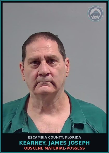 CCW arrest card for KEARNEY, JAMES JOSEPH in Escambia County: OBSCENE MATERIAL-POSSESS