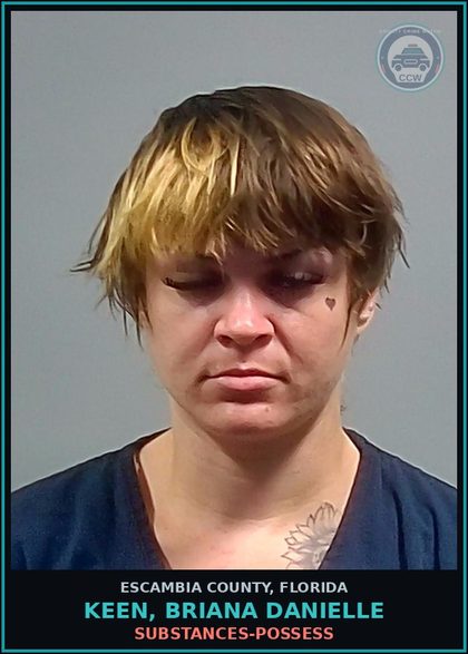 CCW arrest card for KEEN, BRIANA DANIELLE in Escambia County: DRUGS-POSSESS
