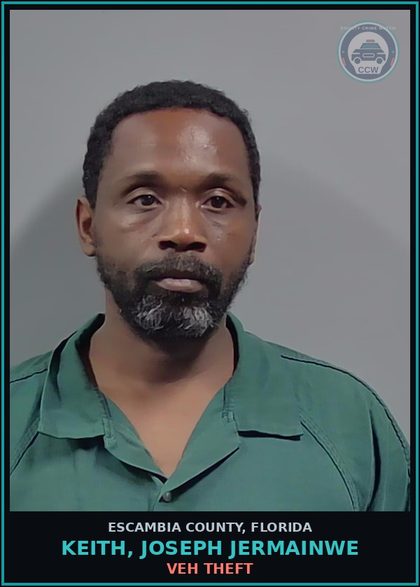 CCW arrest card for KEITH, JOSEPH JERMAINWE in Escambia County: VEH THEFT