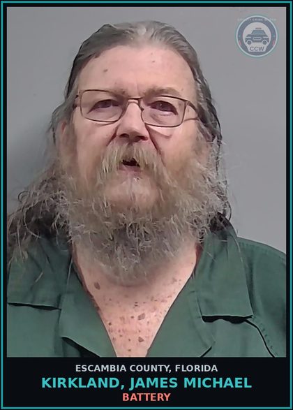 CCW arrest card for KIRKLAND, JAMES MICHAEL in Escambia County: BATTERY