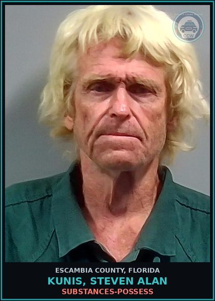 CCW arrest card for KUNIS, STEVEN ALAN in Escambia County: DRUGS-POSSESS