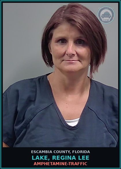CCW arrest card for LAKE, REGINA LEE in Escambia County: AMPHETAMINE-TRAFFIC