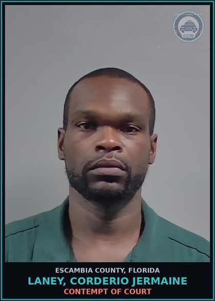 CCW arrest card for LANEY, CORDERIO JERMAINE in Escambia County: CONTEMPT OF COURT