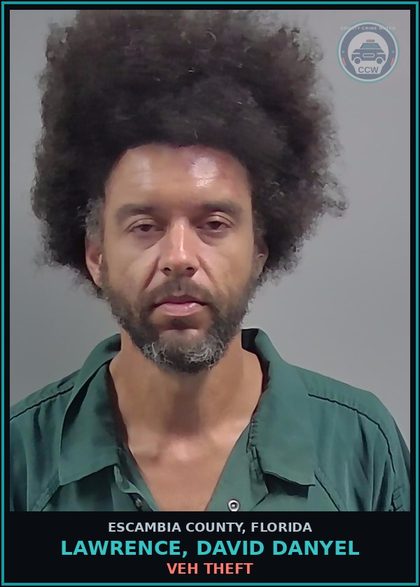 CCW arrest card for LAWRENCE, DAVID DANYEL in Escambia County: VEH THEFT