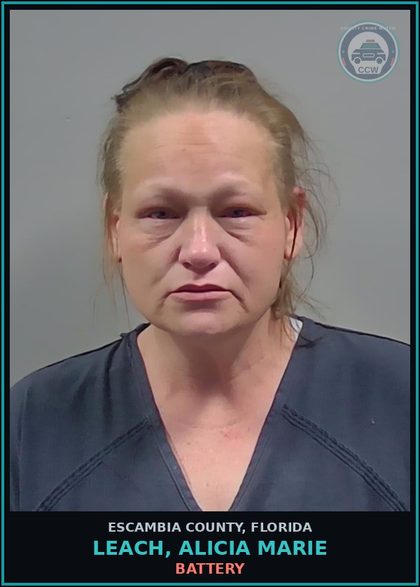 CCW arrest card for LEACH, ALICIA MARIE in Escambia County: BATTERY