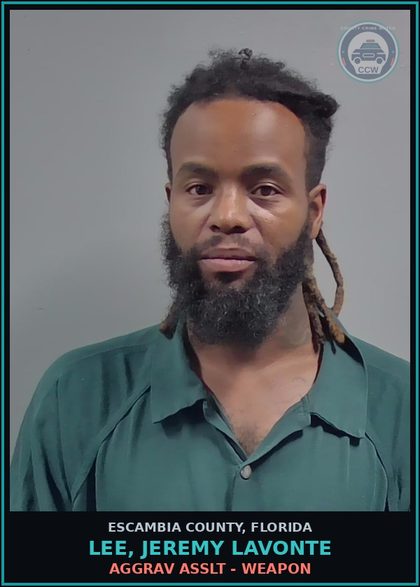 CCW arrest card for LEE, JEREMY LAVONTE in Escambia County: AGGRAV ASSLT - WEAPON