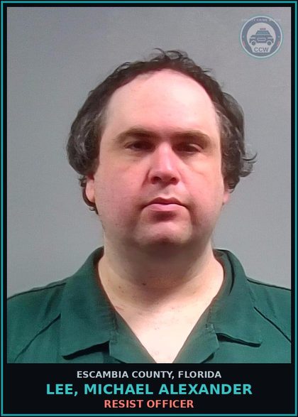 CCW arrest card for LEE, MICHAEL ALEXANDER in Escambia County: RESIST OFFICER