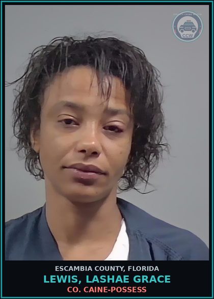 CCW arrest card for LEWIS, LASHAE GRACE in Escambia County: COCAINE-POSSESS
