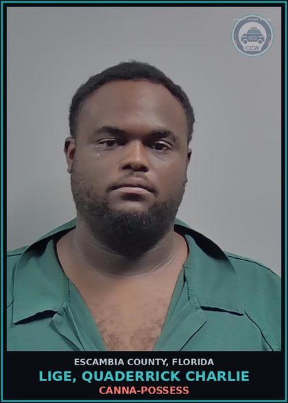 CCW arrest card for LIGE, QUADERRICK CHARLIE in Escambia County: Canna-POSSESS
