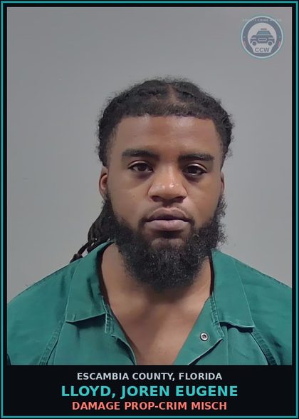 CCW arrest card for LLOYD, JOREN EUGENE in Escambia County: DAMAGE PROP-CRIM MISCH