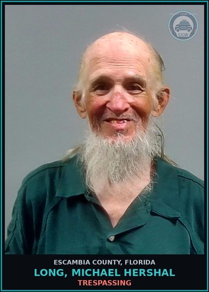 CCW arrest card for LONG, MICHAEL HERSHAL in Escambia County: TRESPASSING