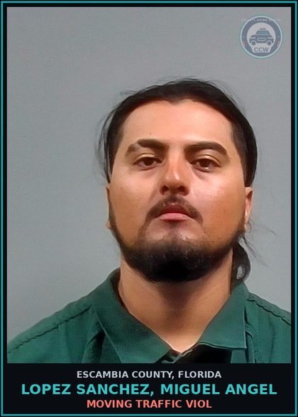 CCW arrest card for LOPEZ SANCHEZ, MIGUEL ANGEL in Escambia County: MOVING TRAFFIC VIOL