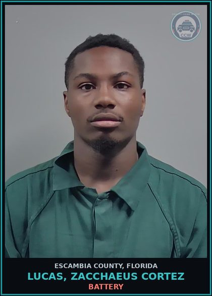 CCW arrest card for LUCAS, ZACCHAEUS CORTEZ in Escambia County: DAMAGE PROP-CRIM MISCH
